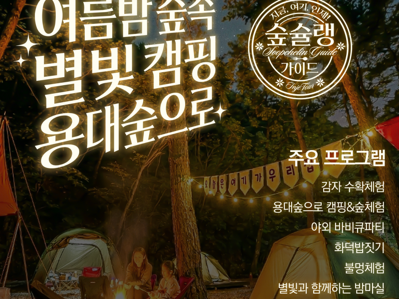 26년 인제군 지역단위 농촌관광 기획상품 <여름밤 숲속 별빛 캠핑, 용대숲으로> 추가예약